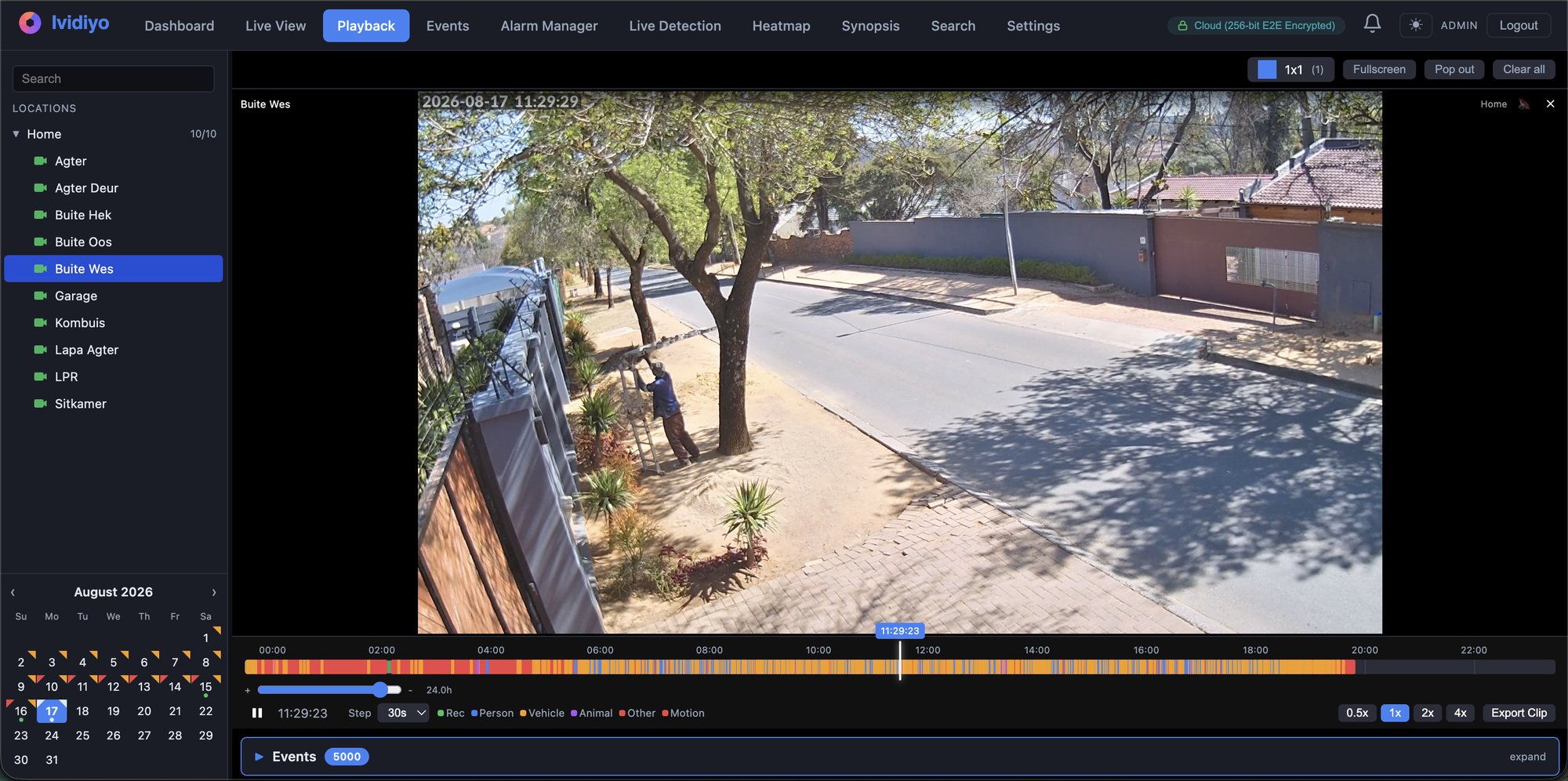 Playback — timeline with event markers